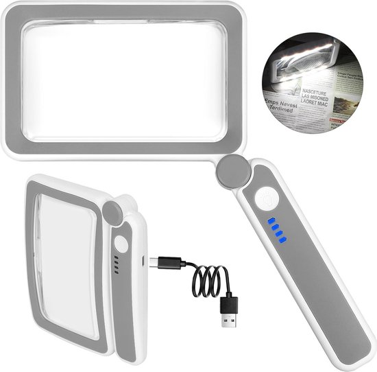 Oplaadbaar 5x Vergrootglas Met Nekriem – 43 LED-lampjes, Dimbaar, Flexibele Zwanenhals En 9,3x7 Inch Lens, USB-oplaadbaar, Perfect Voor Lezen En Handwerk