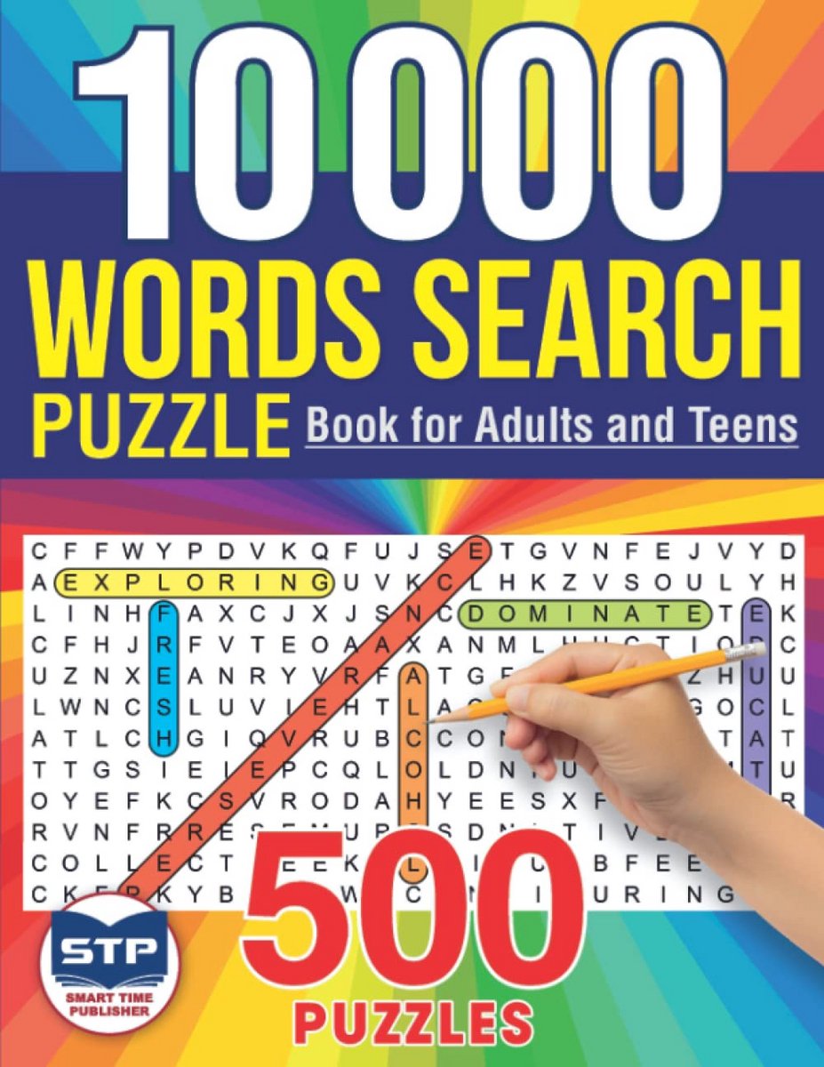 500 Woordzoekers Puzzelboek voor Volwassenen en Tieners met 10000 Woorden