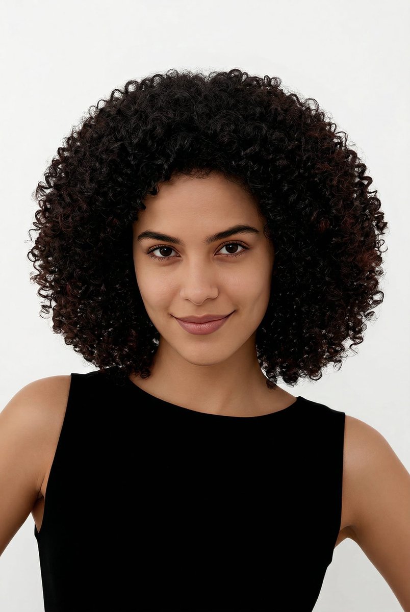 Short Kinky Curly Wig 10 inch 100% Human Hair + Deluxe Wig Cap & Faux Mink Lashes gratis inbegrepen