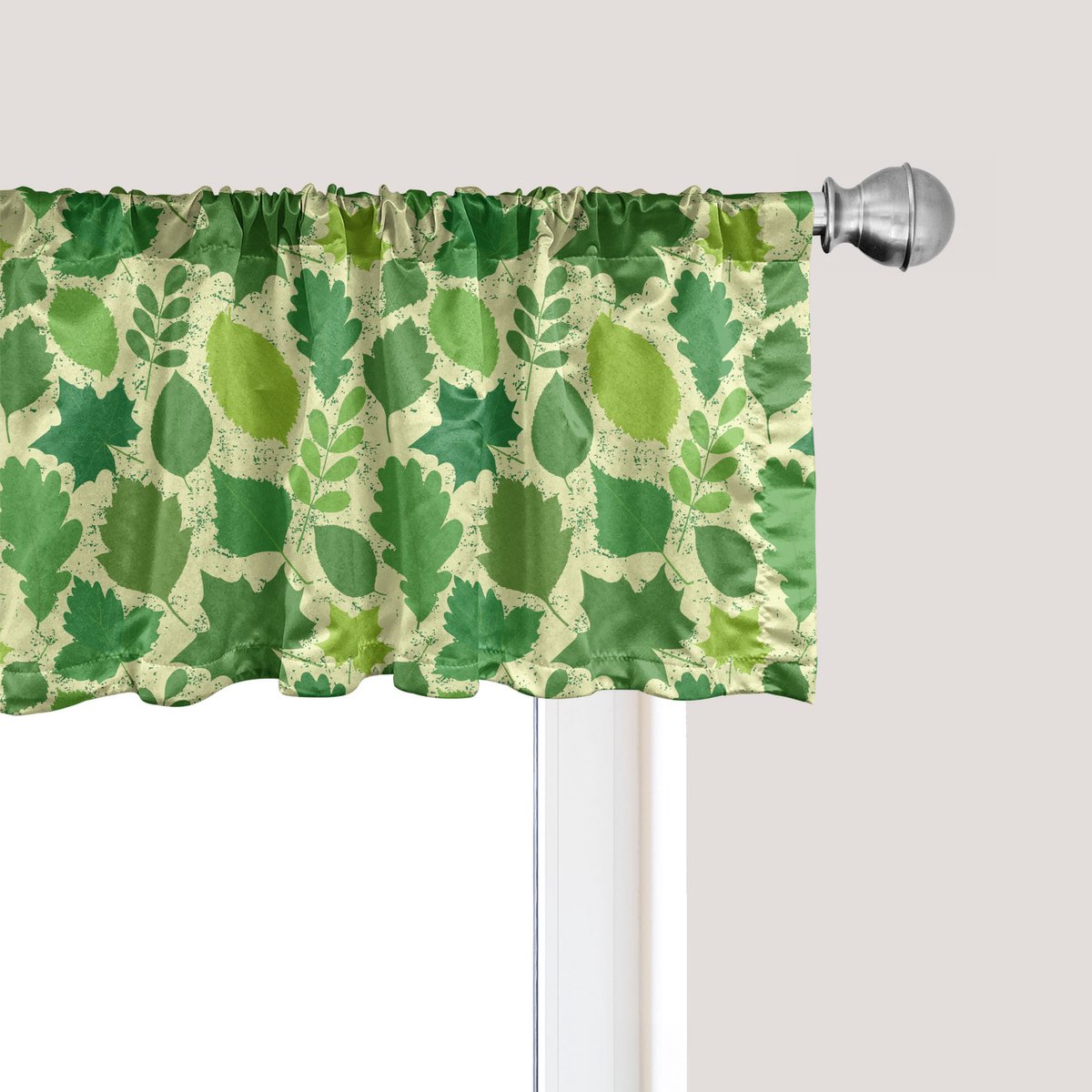 ABAKUHAUS Bladmotief Raamvalletje, Gordijnvalletje voor Keuken en Slaapkamer met Tunnelzoom, 137 cm x 30 cm, Limegroen Appelgroen