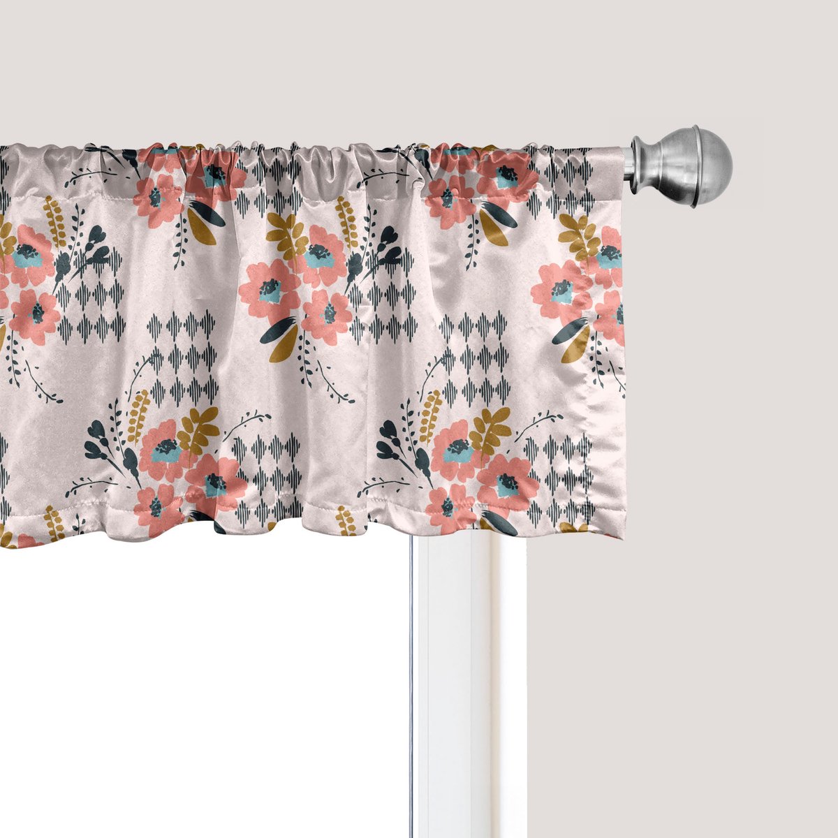 ABAKUHAUS Bloemenraamvalletje, Gordijnvalletje voor Keuken en Slaapkamer met Tunnelzoom, 137 cm x 45 cm, Licht Geurschaal Meerkleurig