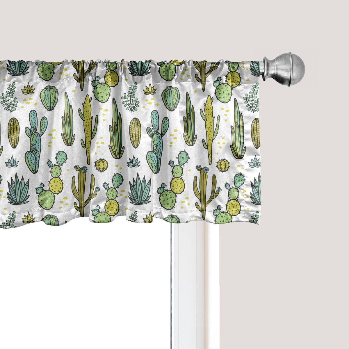 ABAKUHAUS Cactus Raamvalletje, Gordijnvalletje voor Keuken en Slaapkamer met Tunnelzoom, 137 cm x 45 cm, Reseda Groen