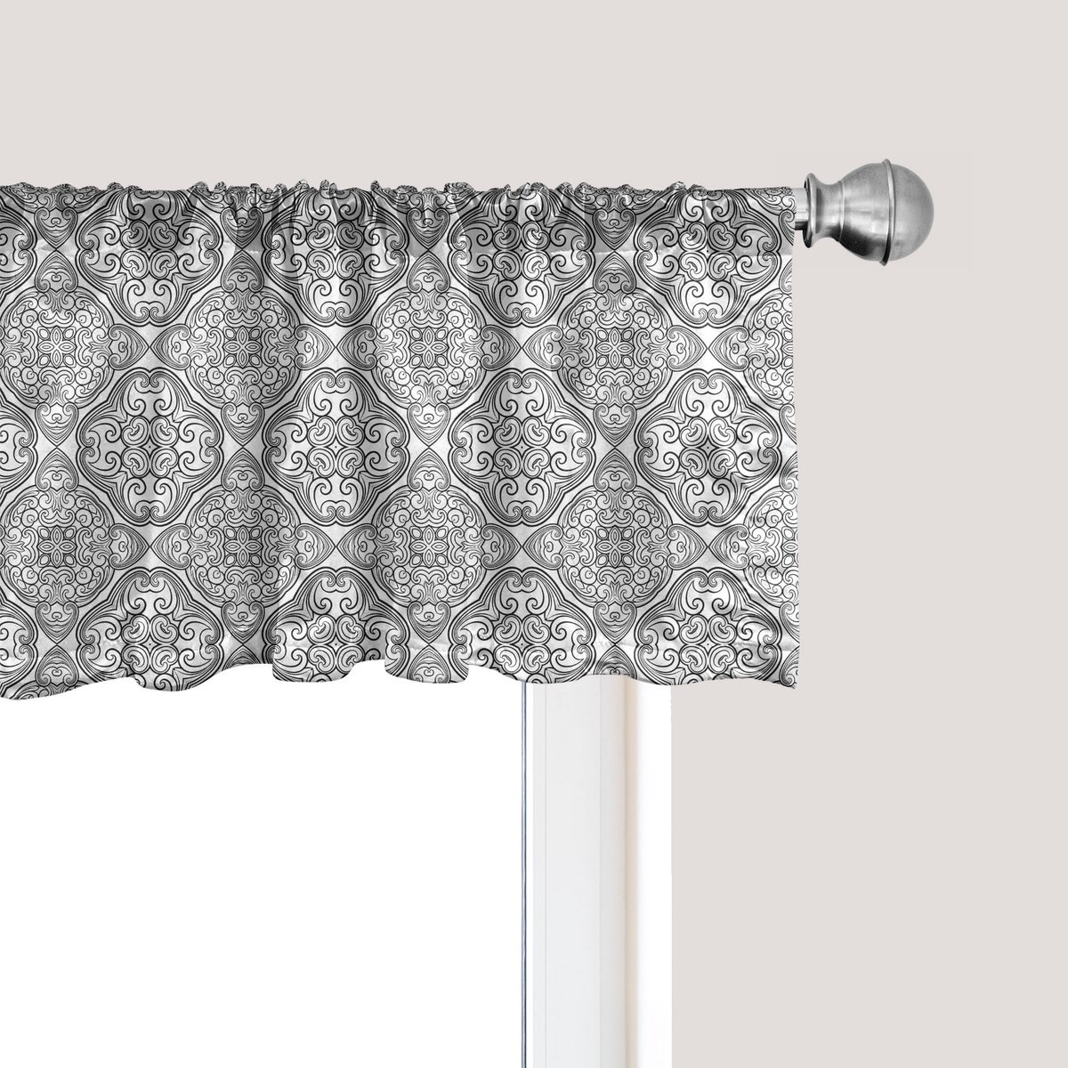 ABAKUHAUS Victoriaanse raamvalance, gordijnvalance voor keuken en slaapkamer met tunnelzoom, 137 cm x 30 cm, wit/lichtgrijs