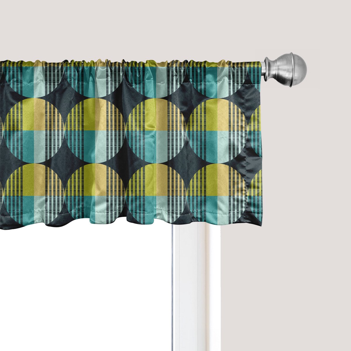 ABAKUHAUS Abstracte raamvalance, gordijnvalance voor keuken en slaapkamer met tunnelzoom, 137 cm x 45 cm, veelkleurig
