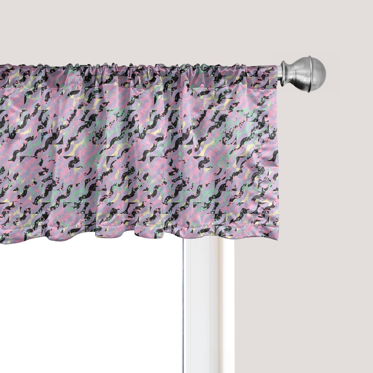 ABAKUHAUS Panne Raamvalletje, Gordijnvalletje voor Keuken en Slaapkamer met Tunnelzoom, 137 cm x 45 cm, Paars Meerkleurig