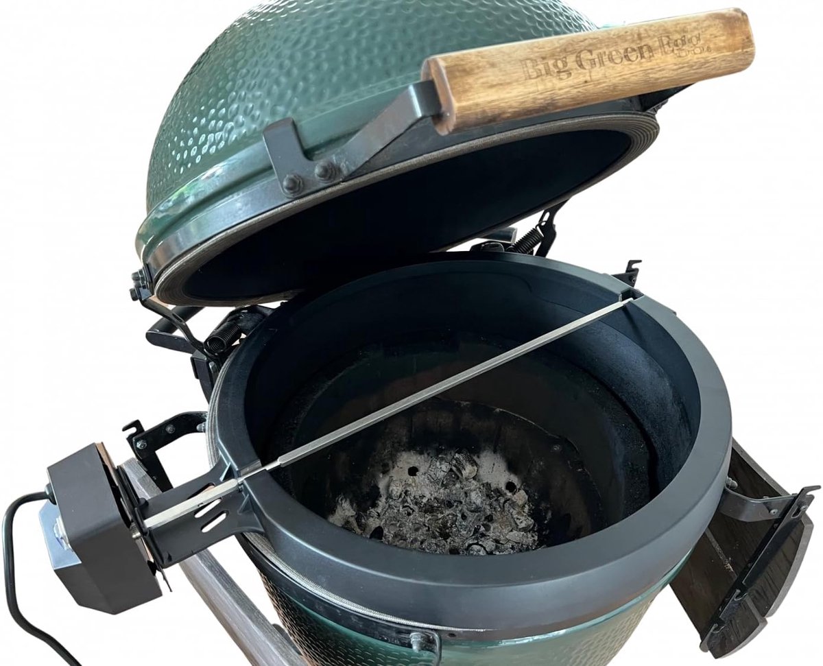 BBQNovation Rotisserie Draaispit Kamado Large – Elektrisch BBQ Spit – Geschikt voor Big Green Egg Large, Kamado Joe Classic, Grill Guru – Gietaluminium & RVS
