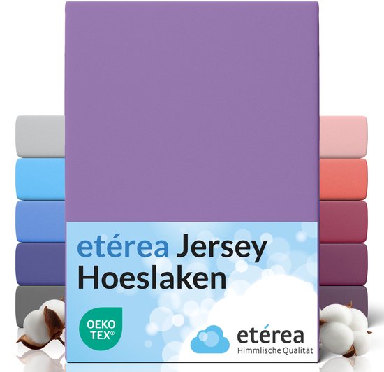 etérea Hoeslaken Jersey 140x200 - 160x200 cm Oekotex Made in Green - 100% coton - Violet