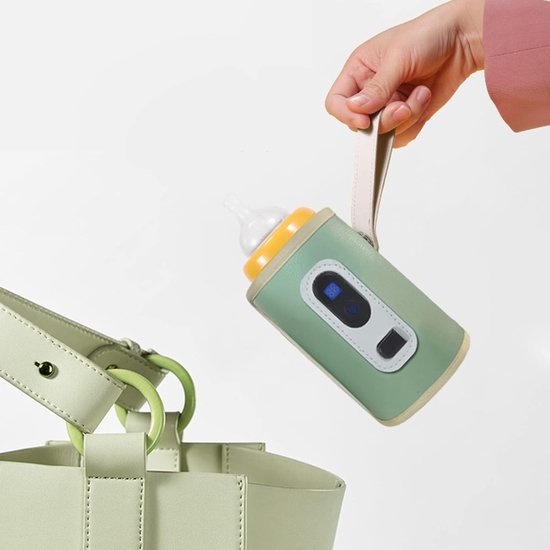 Draagbare flessenwarmer voor in de auto, USB-flessenwarmer, draagbare reisflessenwarmer, USB-babyflessenwarmer met instelbare temperatuur, LCD-scherm, snelle opwarming, geschikt voor gebruik in de auto of het vliegtuig. — afbeelding 4