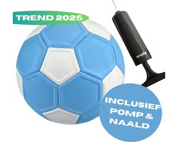 Twins2ball curve bal + POMP & NAALD - curveball - kickerball - curve bal maat 5 - blauw - voetbal - curve ball voetbal
