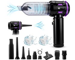 Glitzerlife - Handstofzuiger, Accu, Mini-Stofzuiger, Draadloos, 25000 Pa, Handstofzuiger, Sterk, 4-In-1 Autostofzuiger Met Borstelloze Motor, 3 Standen, DraagGlitzerlife -bare Stofzuiger Voor Auto - Zwart-Paars