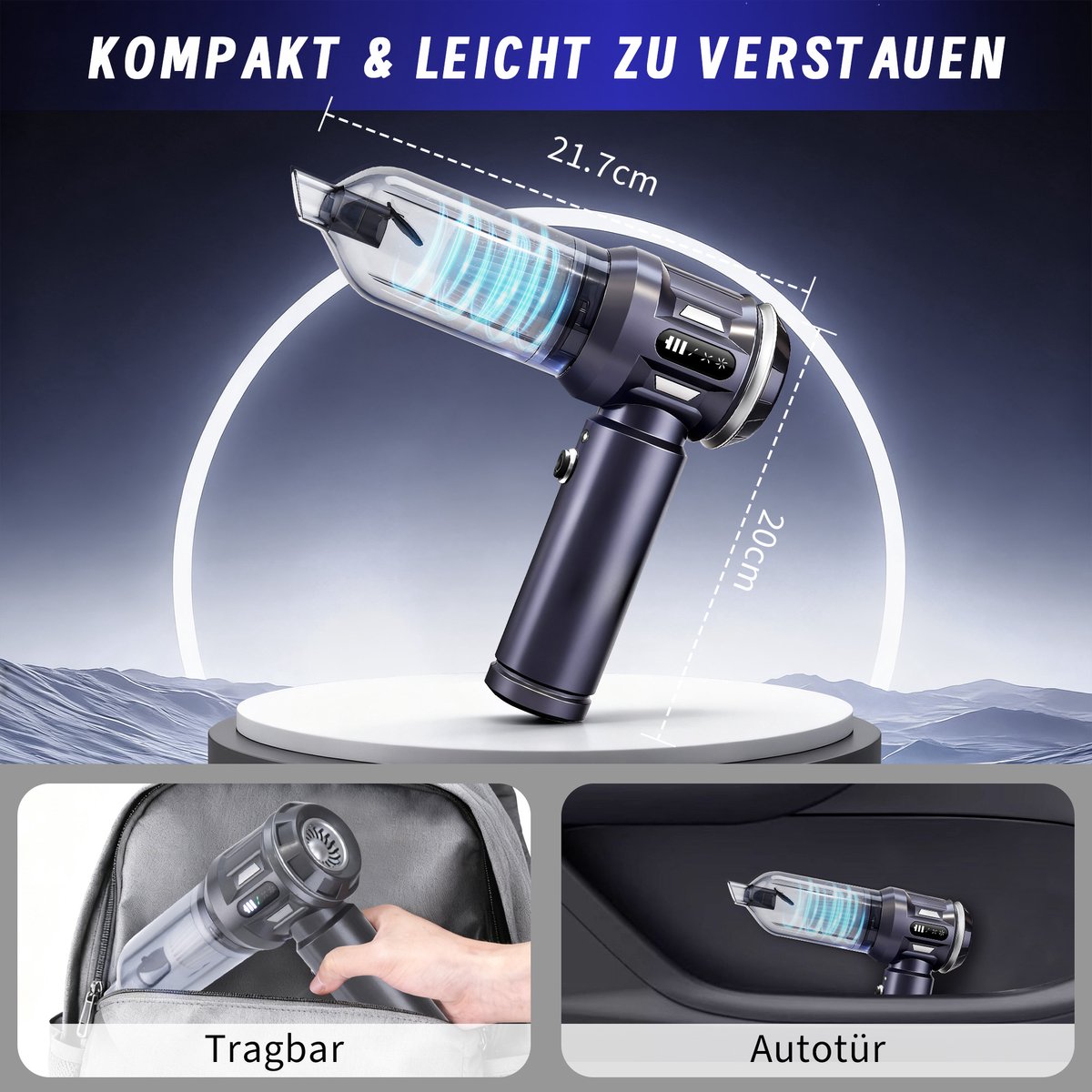 Glitzerlife Draadloze Handstofzuiger 25000 Pa Grijs-Wit - afbeelding 3