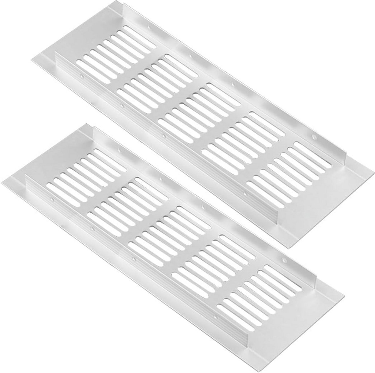 2x Rechthoekig Ventilatiepaneel Wit Aluminium voor Kast - Lucht Uitlaatrooster