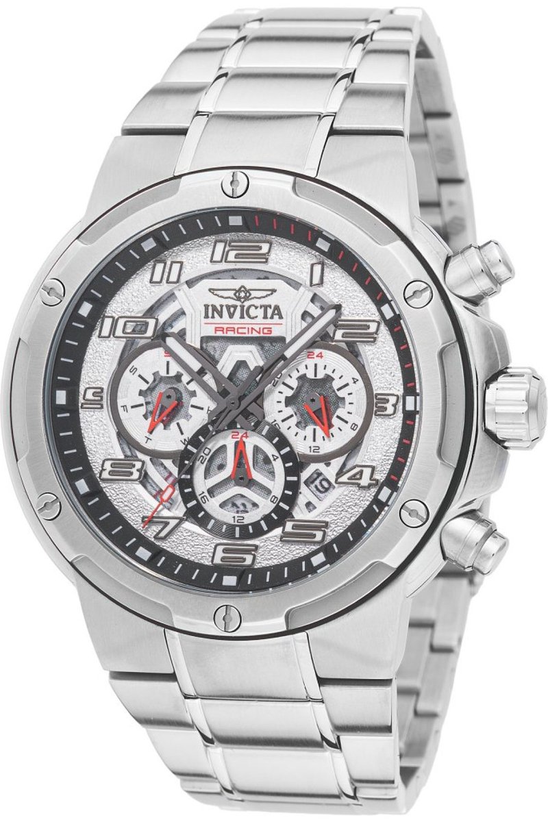 Invicta S1 Rally 50255 Heren Horloge - Waterdicht - Analoog - Quartz Uurwerk - Roestvrij Staal met zilveren Wijzerplaat - 49mm