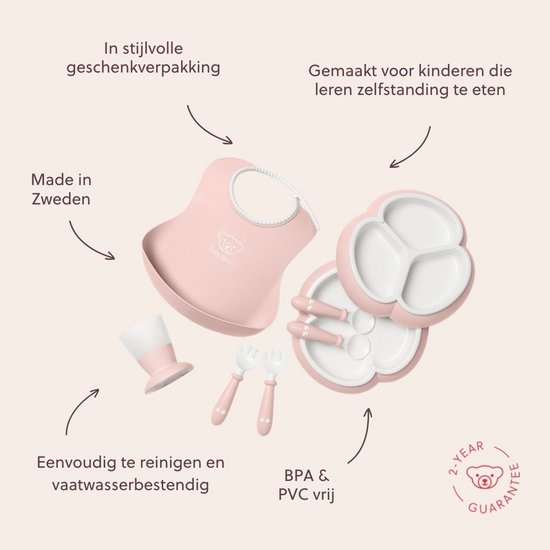 BabyBjörn Serviesset - 8 delig - Pastelroze van Babybjörn — afbeelding 4