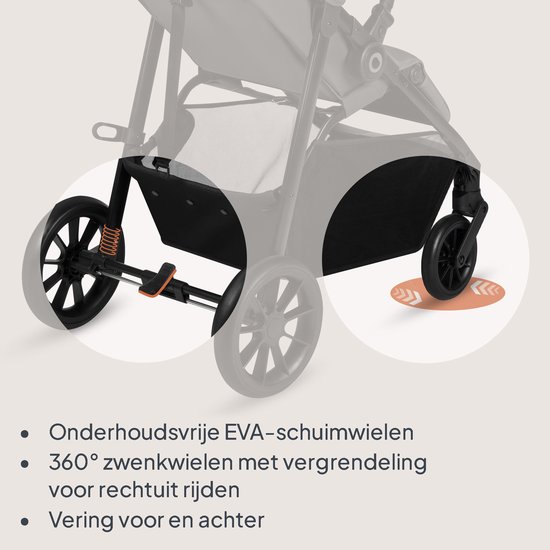 Lionelo Emerald Buggy Wandelwagen - Comfortabele Ligpositie 91 cm - Lichtgewicht & Eén-Hand Opvouwbaar - Geschikt voor 6 Maanden tot 4 Jaar - XXL-Capuchon UPF50+ - Gelagerde EVA-Wielen met Vering - Inclusief Bekerhouder van Merkloos — afbeelding 5