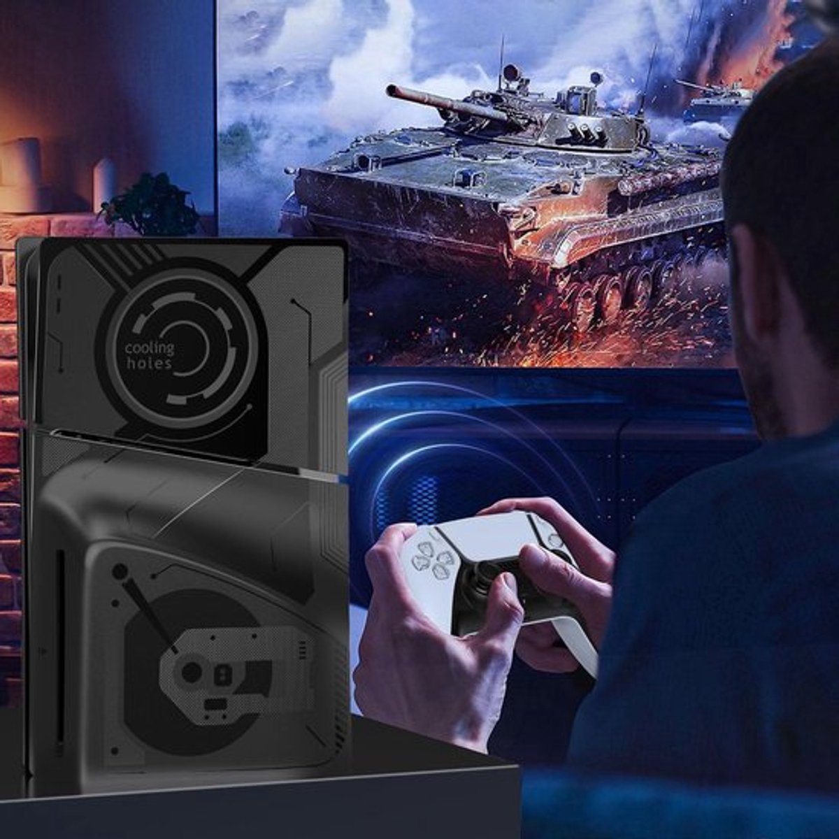 Frontplaathoes geschikt voor PS5 Slim Disc en Digital Edition - 4-in-1 Cover geschikt voor PS5 Slim Console - Aangepaste slanke accessoirehoes-skin geschikt voor Playstation 5 Slim - Faceplate – foto 2