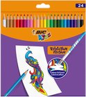 Doos met 24 BIC Kids Illusion kleurpotloden, met een pauw tekening.