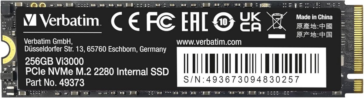 Interne M.2 NVMe SSD 256GB PCIe voor Hoge Snelheid