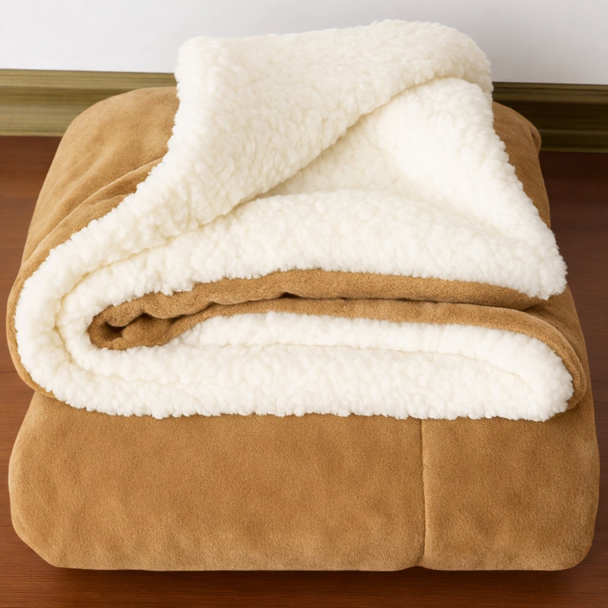 Wolken fleece deken 150x200 cm – Luxe, extra zacht & warm – Voor bank en bed – Karamel