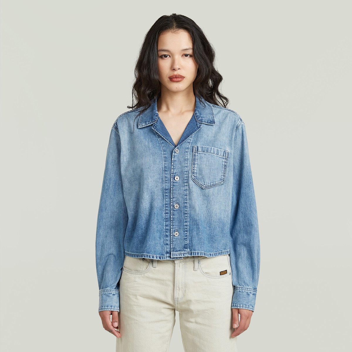 G-Star Resort Boxy Relaxed Shirt ls wmn Dames Overhemd Blauw