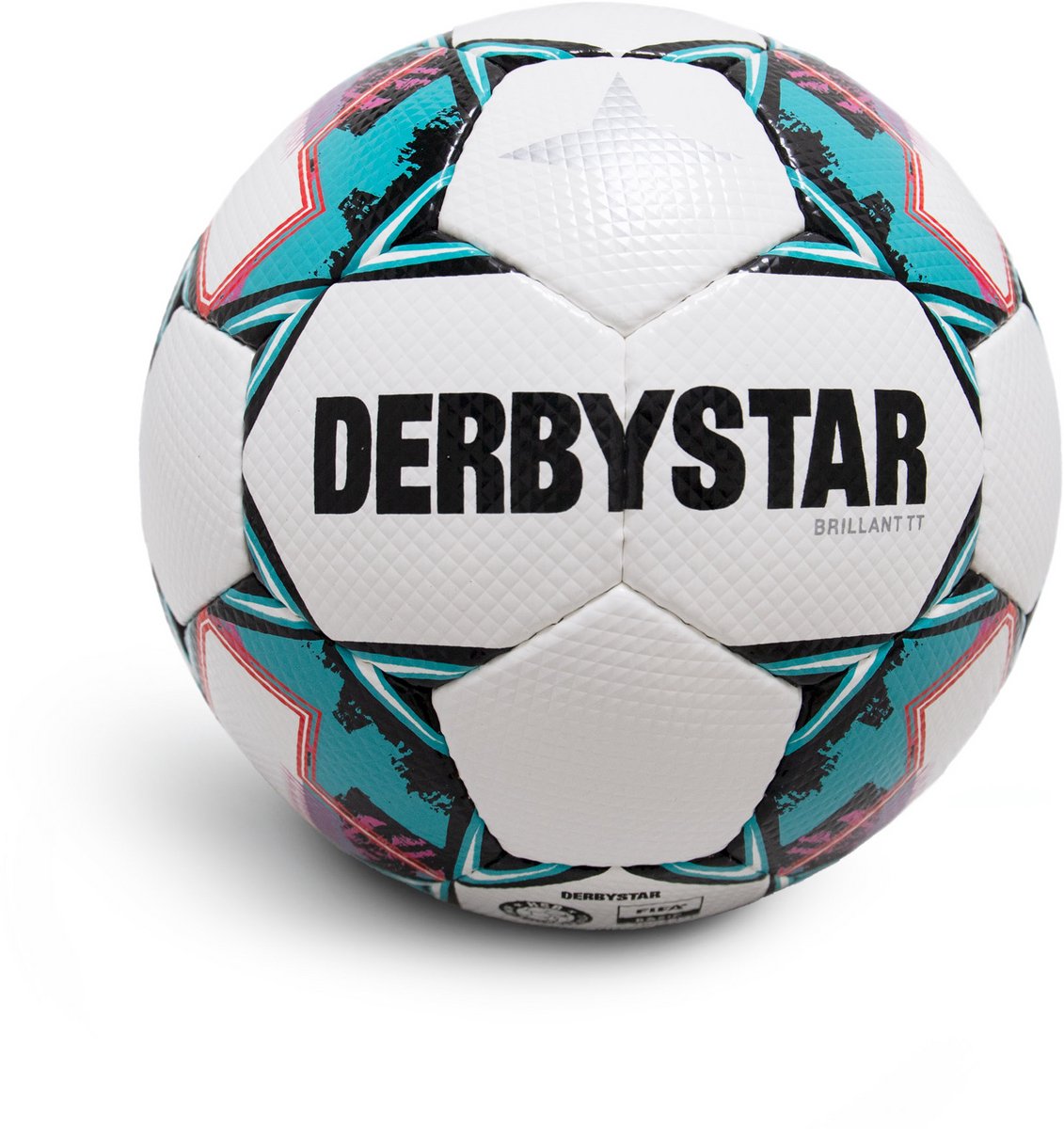 Balpakket: DerbyStar Voetbal Brillant TT V24 Wit Groen Zwart 1504 10 stuks met gratis Eredivisie ballenzak en pomp