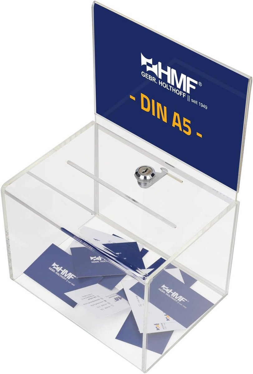 Transparante Acryl Donatiebox met Sluiting en A5 Informatiemogelijkheid