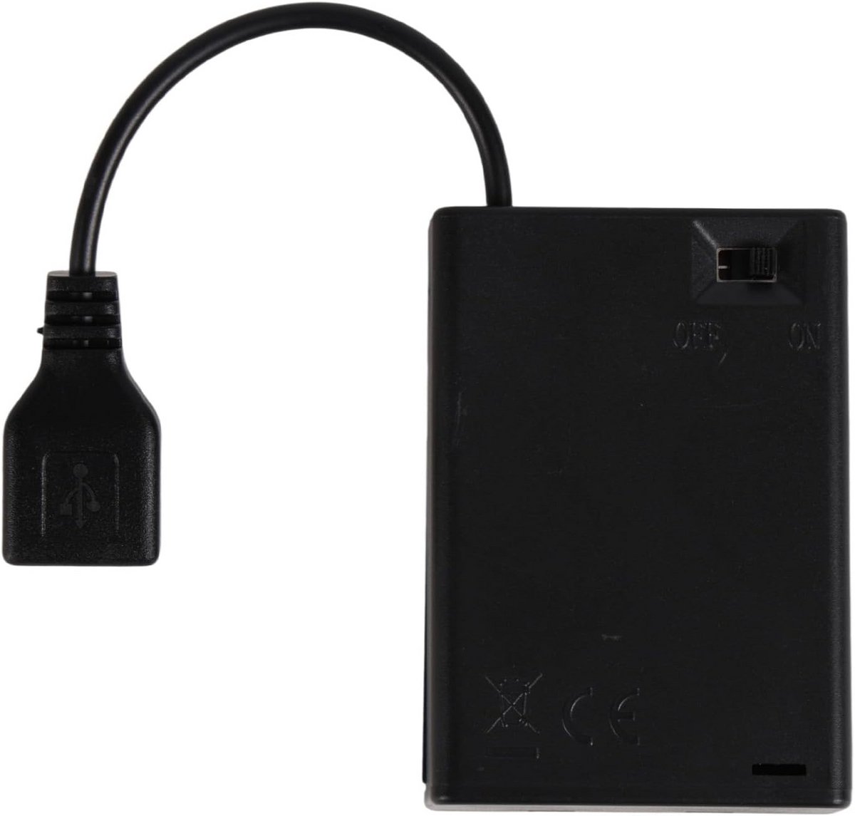 Draagbare Batterijadapter voor 5V Neon Verlichting en USB Lichtjes - Zwart