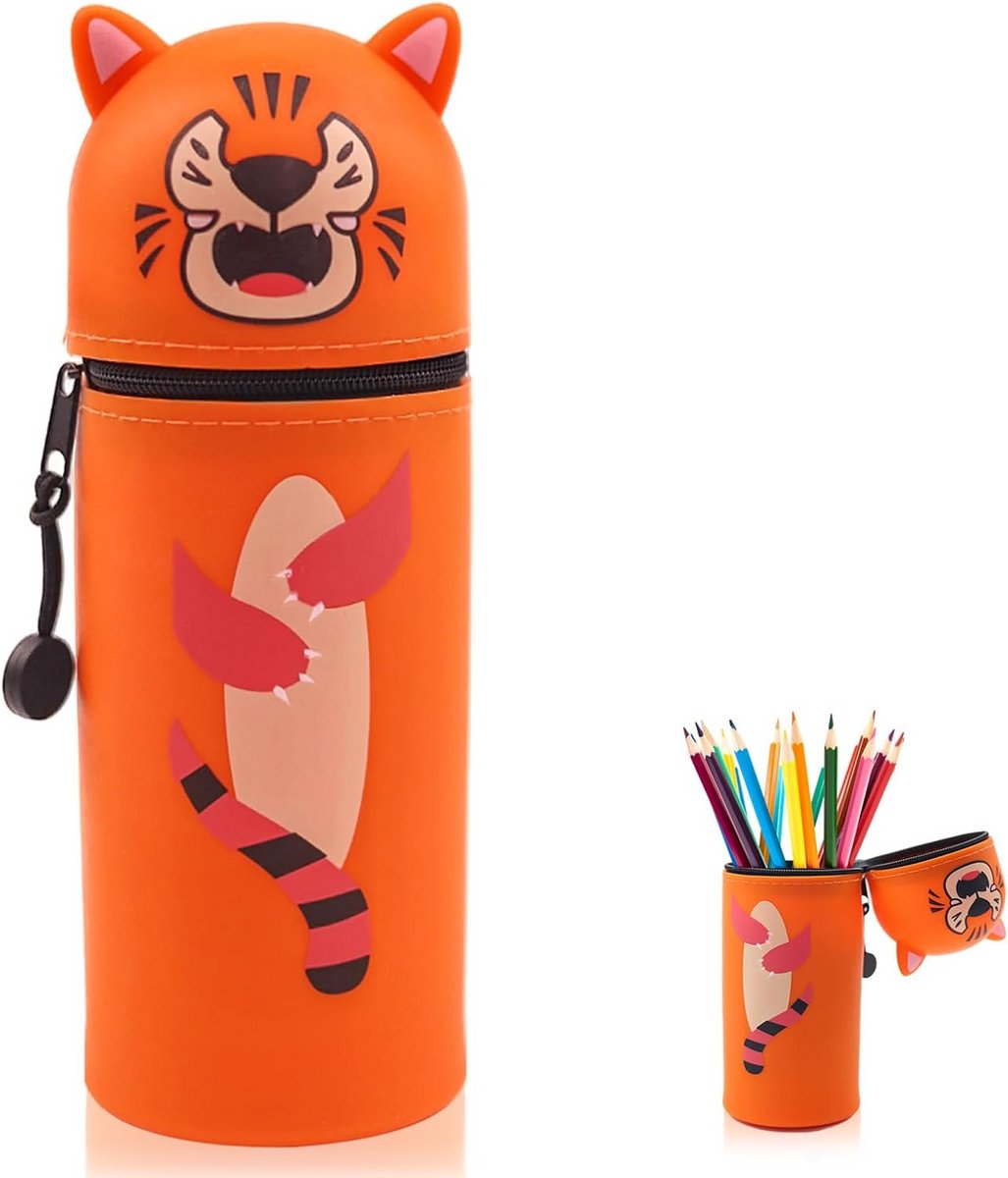Creatief Siliconen Pennenbakje en Etui 2-in-1 voor Kinderen en Studenten