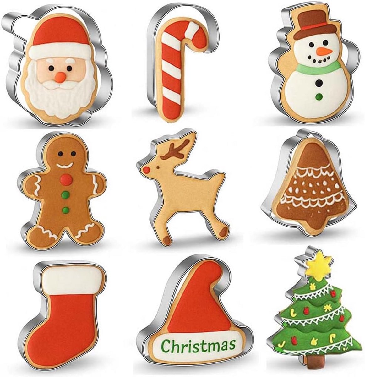 9 Delige Set Kerstkoekjessnijders van Roestvrij Staal