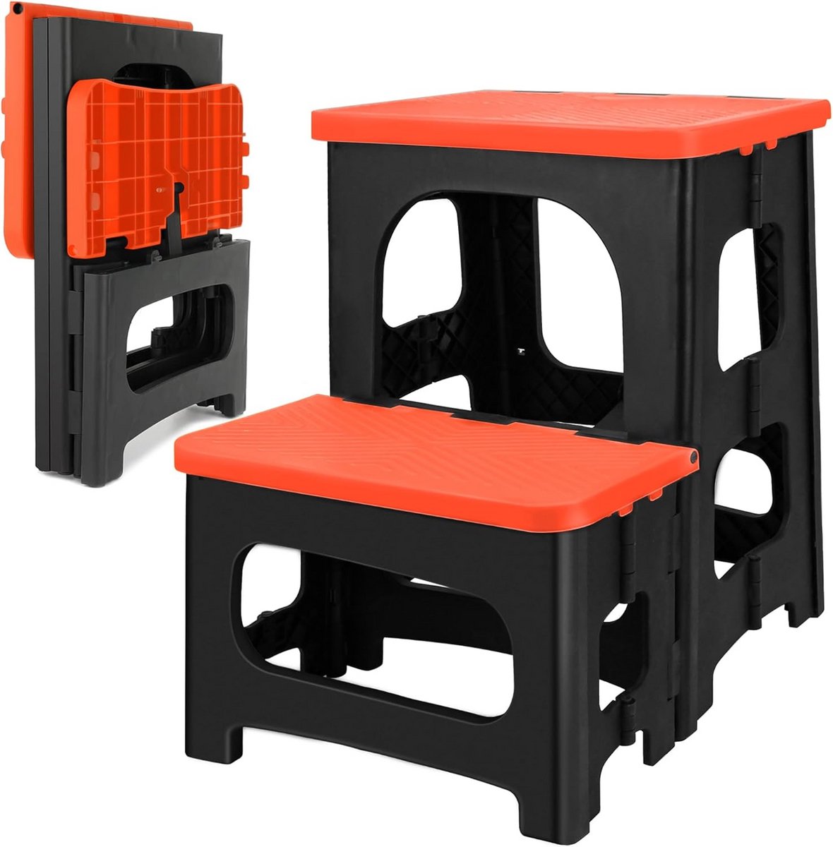 Opvouwbare 2-Traps Kruk met Antislip en Dubbele Hoogte