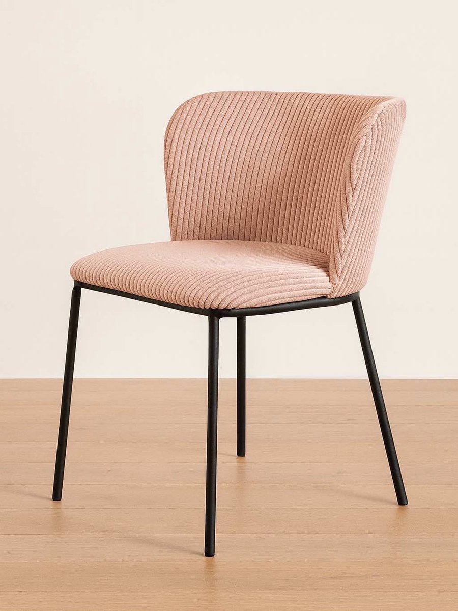 2 stuks Lyon Corduroy roze stoelen