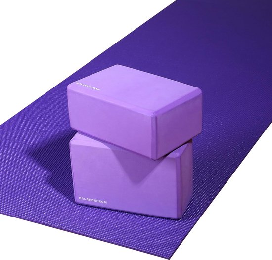 Set van 2 Yogablokken Hoge Dichtheid - Perfect voor Yoga, Pilates en Fitness - 23x15x10 cm - Paars — afbeelding 3