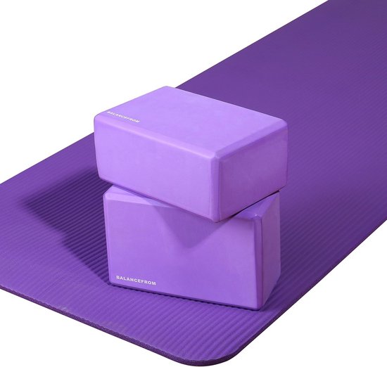 Set van 2 Yogablokken Hoge Dichtheid - Perfect voor Yoga, Pilates en Fitness - 23x15x10 cm - Paars — afbeelding 4