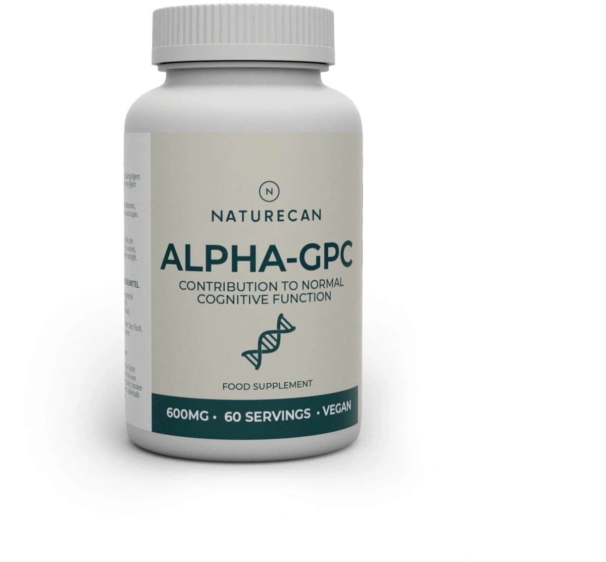 Naturecan Alpha GPC 600 mg Capsules - 240 mg Choline - Ondersteunt Hersenen en Zenuwstelsel - Vegan - 60 Capsules