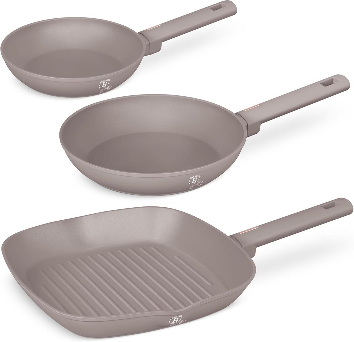 Set van 3 Koekenpannen met Titanium Coating Robuust en Stijlvol
