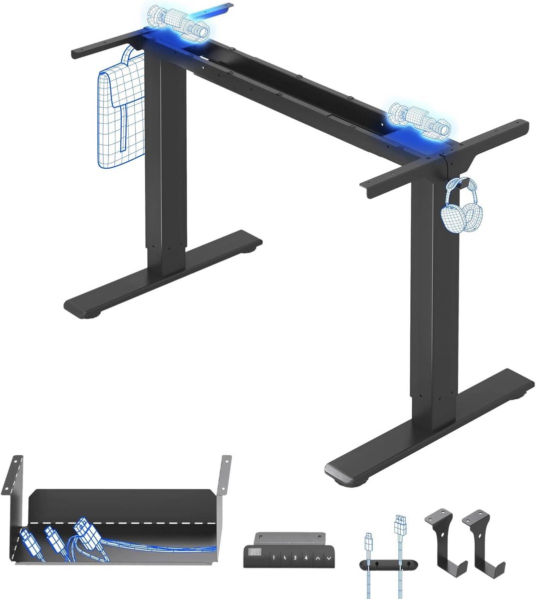 Elektrisch Verstelbaar Tafelframe met 2 Motoren en LED Display