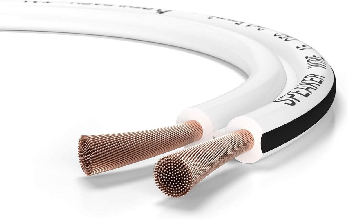 Hoogwaardige Luidsprekerkabel OFC - 2x1.5mm² - 10 Meter - Wit - Geschikt voor Stereo en HIFI Systemen