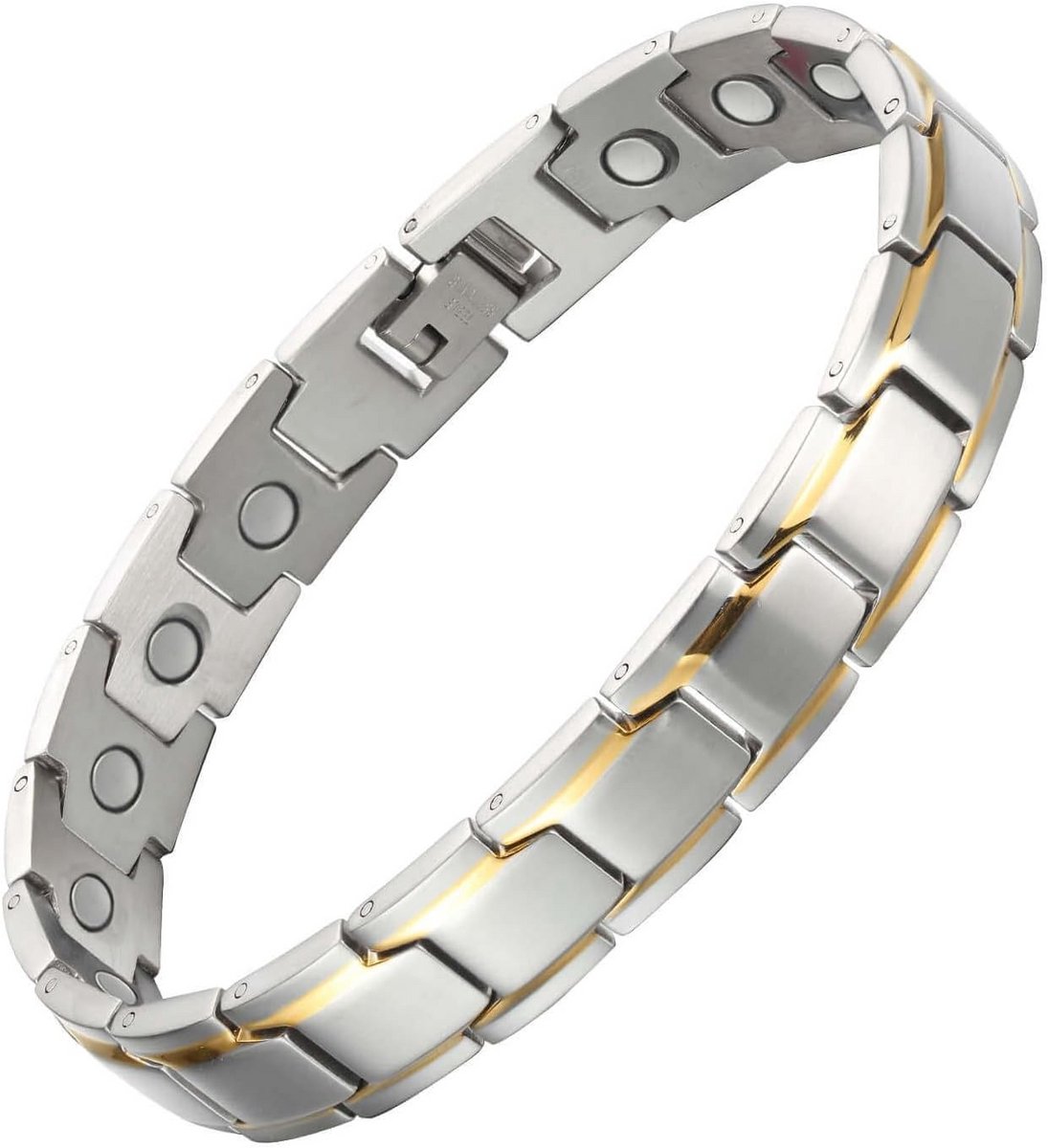 Magnetische Armband Heren Titanium Staal Zwart Verstelbaar Therapie