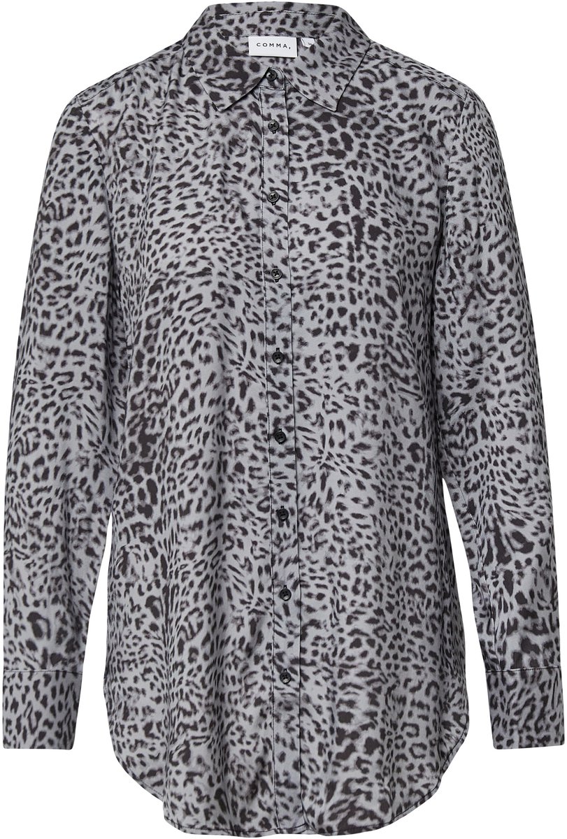 comma - female - Fijne lange blouse met dierenprint