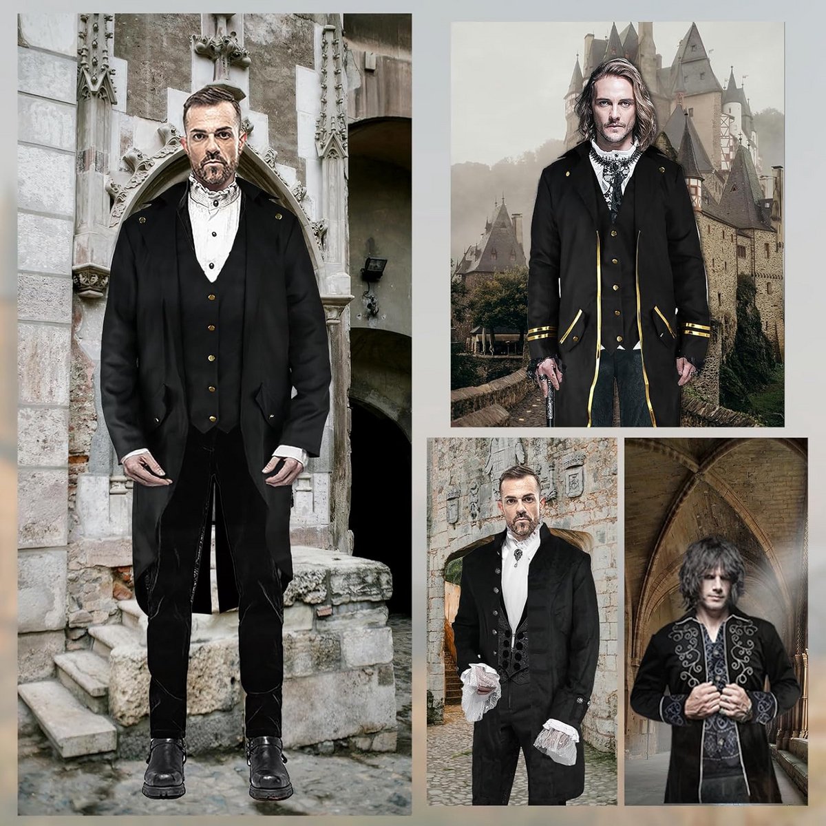 Gothic Steampunk Rokjas voor Heren - Middeleeuws Victoriaans Uniform Kostuum