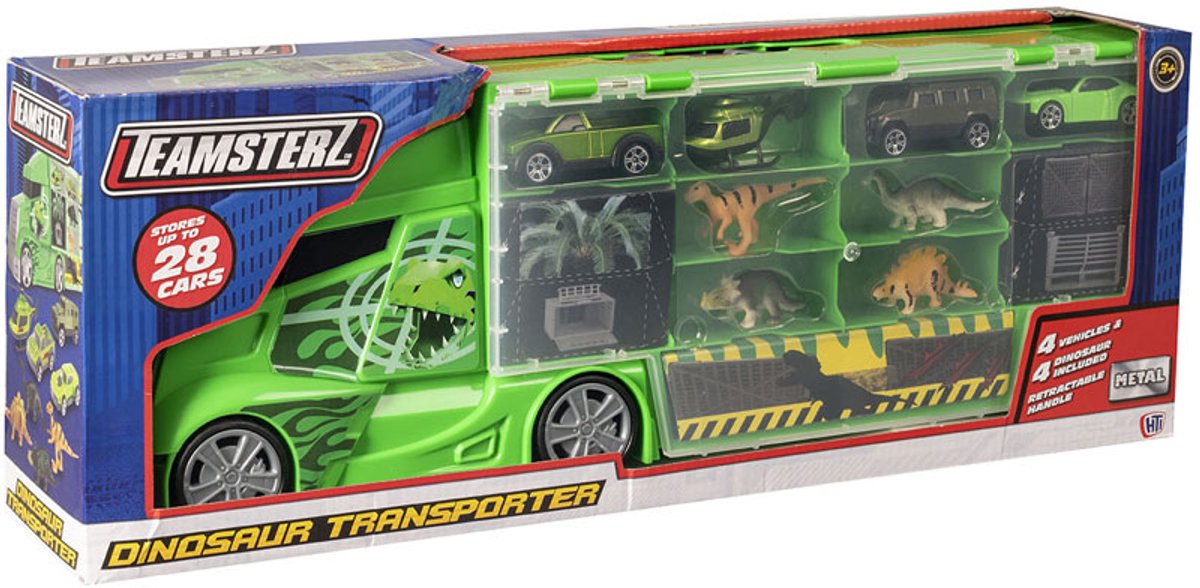 Teamsterz dinosaurus transporter speelgoed truck groen multicolor.