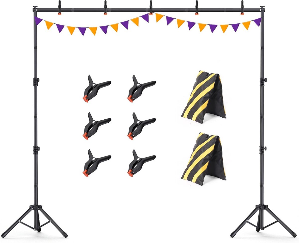 Verstelbare Achtergrondstandaard 3x2.3m voor Studiofotografie en Feestdecoratie