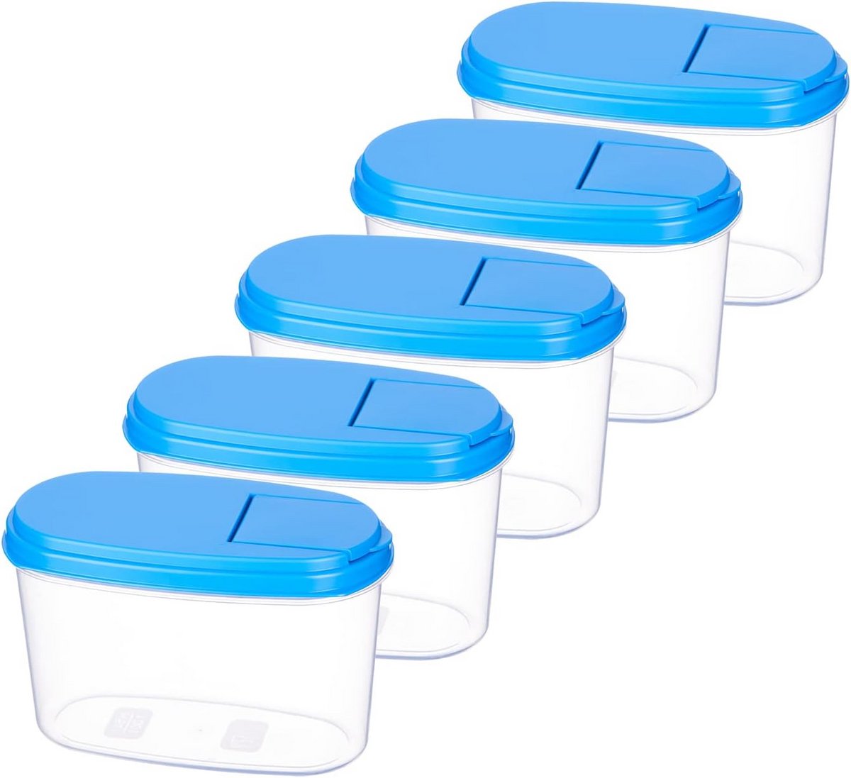 Set van 5 Luchtdichte Bewaarbussen voor Granen en Droogvoeding Blauw
