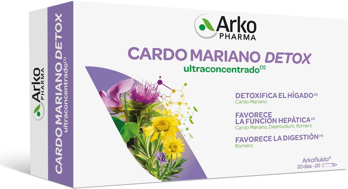 Arkofluido® Mariadistel Detox 20 ampoules|Arkofluido Milk Thistle Detox 20 ampoules|Arkofluido® Détox Chardon Marie 20 ampoules