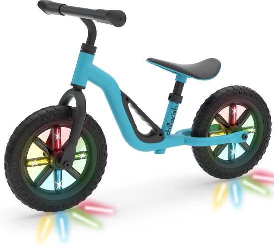Charlie GLOW - 10 loopfiets met oplichtende wielen - sky blauw