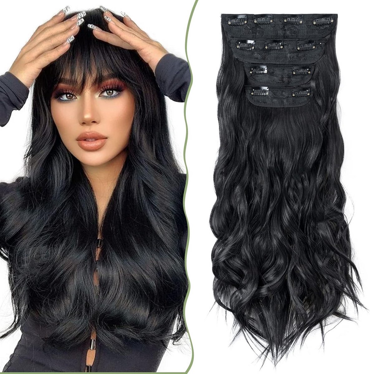 Clip-in extensions 4 stuks golvend haarverlenging 55 cm