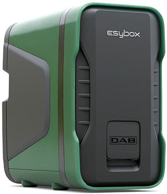 Groene en grijze DAB Esybox pomp, voorkant met "DAB" logo.