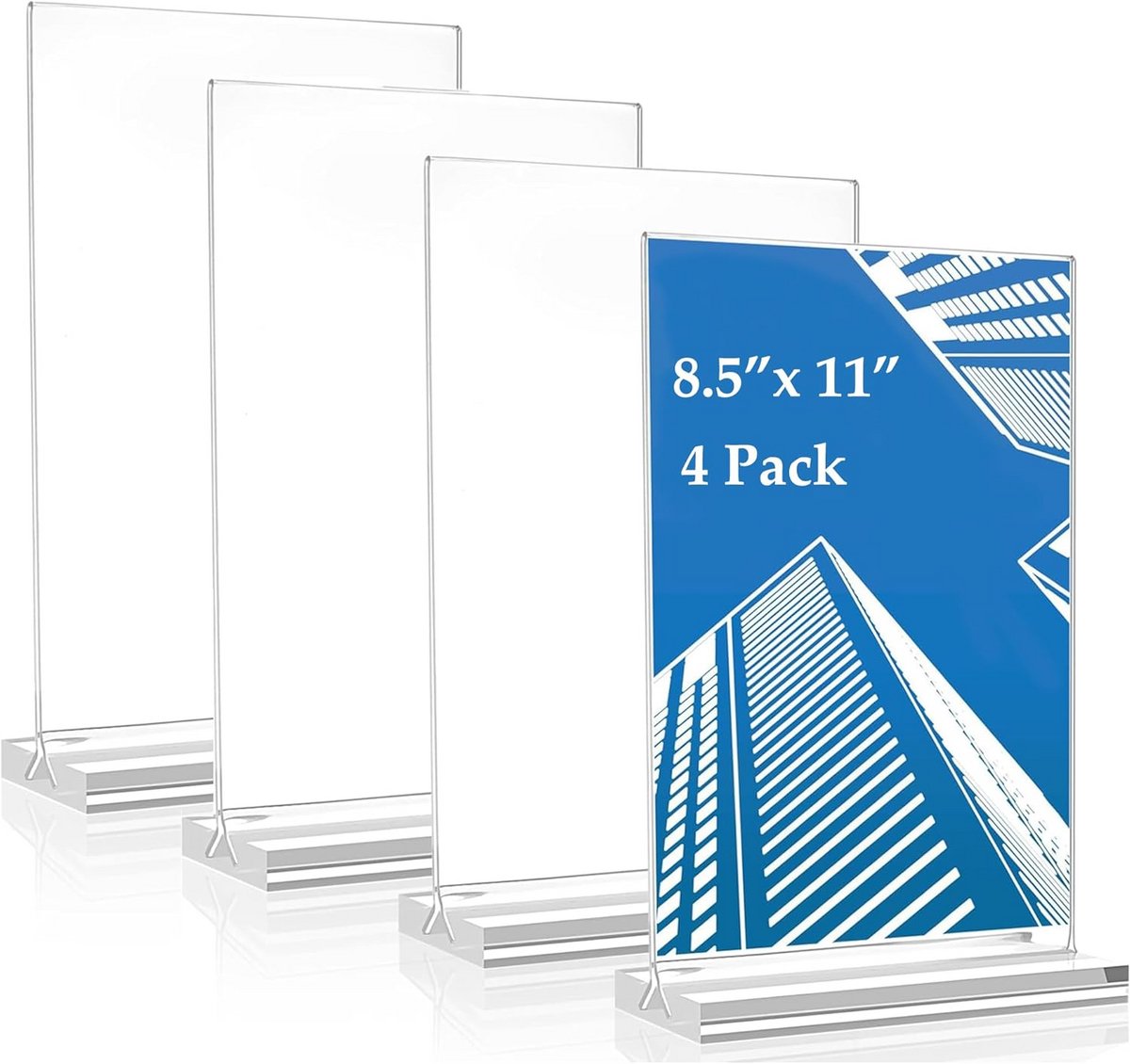 Set van 4 T-vormige Tafelstandaarden A4 Acryl Transparant voor Menu's en Reclame