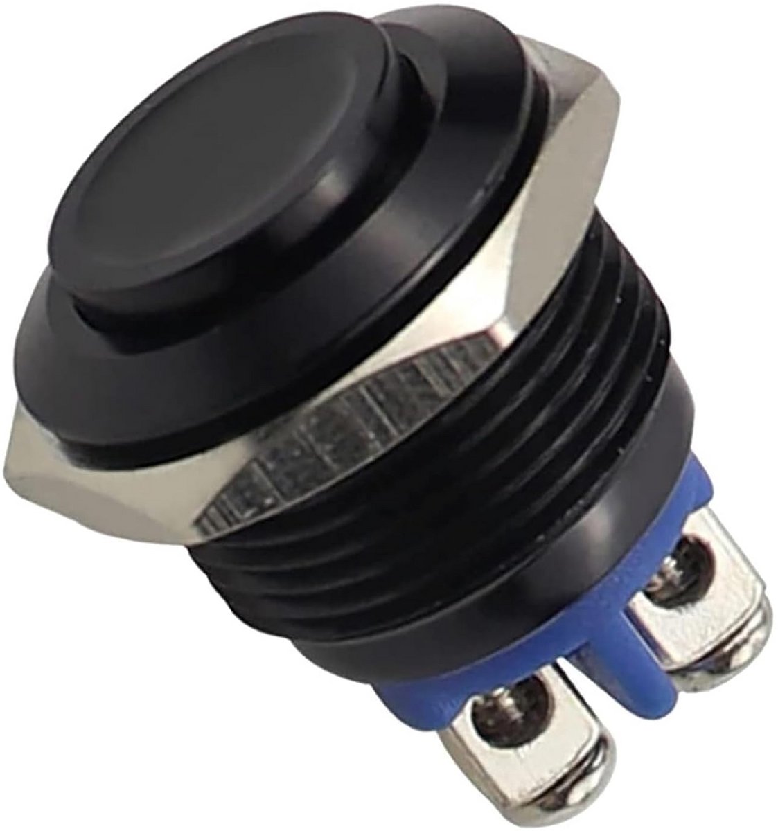 Waterdichte Metaal Drukknop Schakelaar 16mm Zwart - Voor 12V Installaties