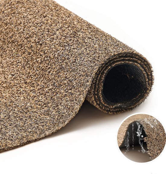 Tapiso Kunstgras Canyoo Brun 7 mm Tapis de gazon moderne pour balcon, jardin, terrasse Résistant aux UV et perméable à l'eau Dimensions : 400x350